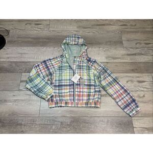 Mono B water-resistant plaid windbreaker size S